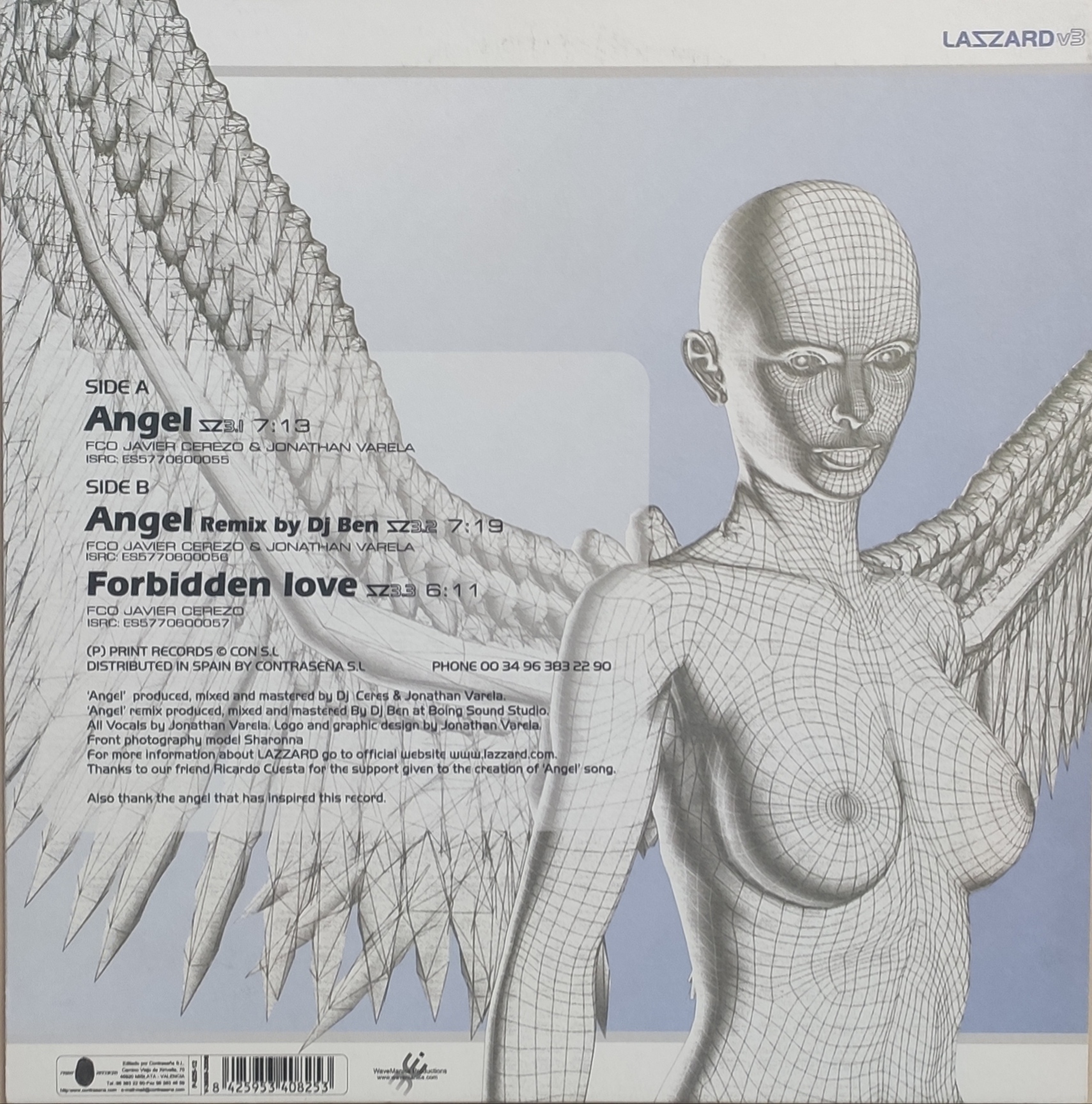 Contraportada del disco LAZZARD - ANGEL (Contraseña Records 2006). Diseño de portada y logotipo de LAZZARD creado por Jonathan Varela Contraportada del disco LAZZARD - ANGEL (Contraseña Records 2006). Diseño de portada y logotipo de LAZZARD creado por Jonathan Varela